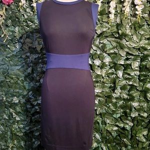 Diane Von Furstenberg Stretch Dress Size 6 Visco. Navy/Black  Knee Length